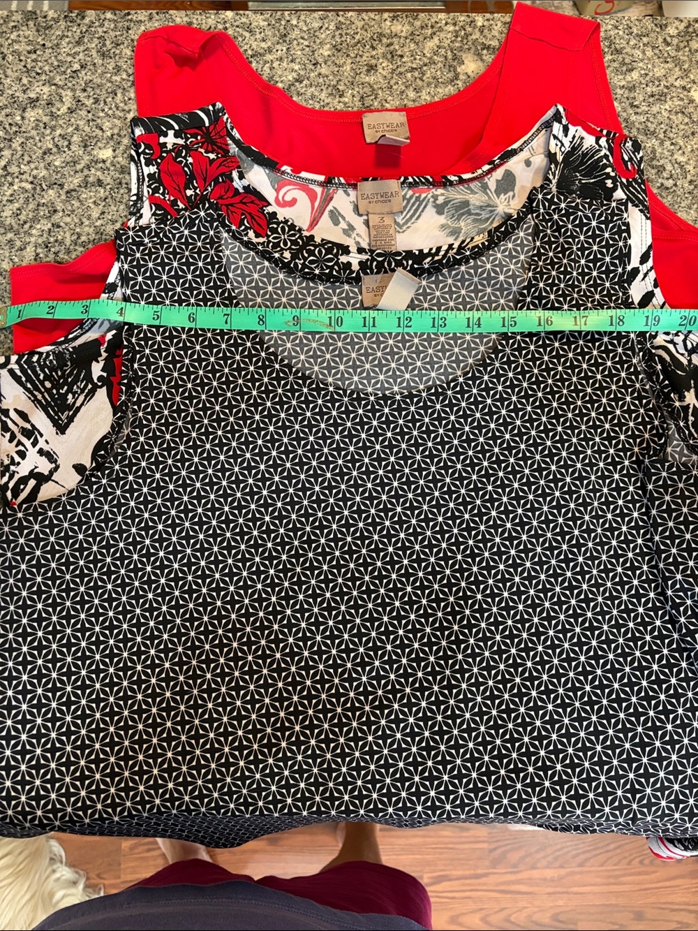 Chico's Red & Black Easy Wear Patterned Layered Tank Tops - 3 tanks as a set